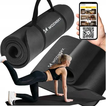 podložka na cvičení Podložka na cvičení se sáčkem a popruhem v sadě Wozinsky 181 cm x 63 cm černá