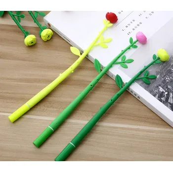 Silikonové pero RÓŻA gelové, černá náplň mix barev 20 cm