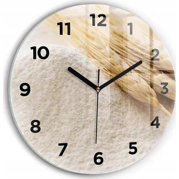 Hodiny Ozdobné nástěnné hodiny s krásnou grafikou Mouka a obilné klasy kulatý průměr 30 cm