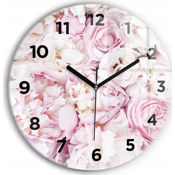 Hodiny Ozdobné nástěnné hodiny s krásnou grafikou Dekorativní květiny kulatý průměr 30 cm