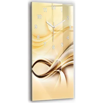 Hodiny Vertikální skleněné nástěnné hodiny do kanceláře se vzorem Abstrakce vlny 30x60 cm