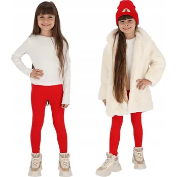 ZATEPLENÉ DÍVČÍ LEGÍNY BAVLNA ČERVENÉ VELIKOST 116