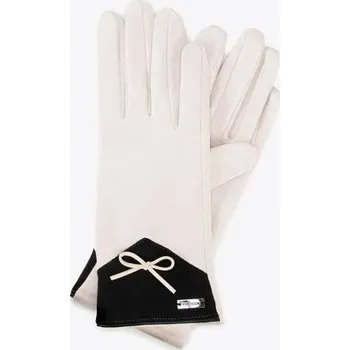 Rukavice Wittchen dámské rukavice s mašlí S-M béžovo-černé