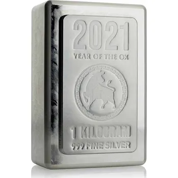 Sběratelství Heraeus Stříbrný investiční slitek Stacker Rok Buvola 2021 1 kg