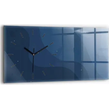 Hodiny Moderní skleněné hodiny s grafikou na zeď horizontální 60x30 cm Modré vlny