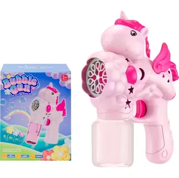 Bublifuk Stroj na mýdlové bubliny Bubble Gun JEDNOROŻEC 21,5x15 cm růžový, modrý