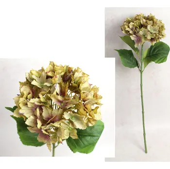 umělá květina Květina HORTENSIE výška 67 cm (květina 18x10 cm) BEŽOVĚ ZELENÁ