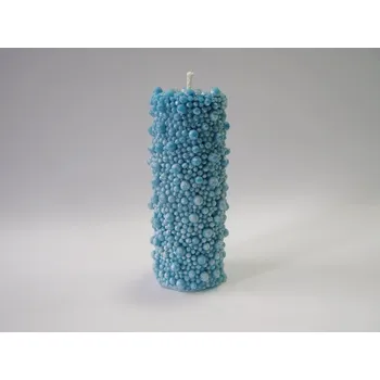 Svíčka Svíčka vonná palmová reliéfní - Bublina 14 cm - modrá Vůně: citron-grep