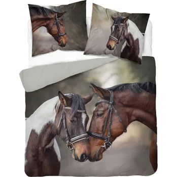 Povlečení Detexpol Francouzské povlečení 3D koně Love 220 x 200, 2x 70 x 80 cm