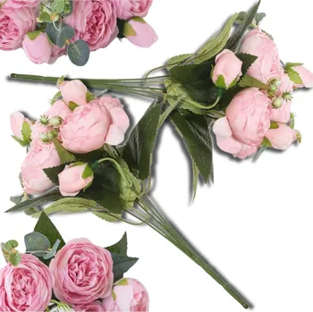umělá květina Camerazar Pivoňková kytice 2ks sada růžové květy umělé dekorativní květiny