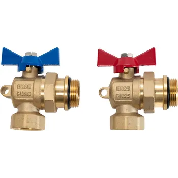 Ventil Wigell Ventil kulový rohový, se šroubením 1" a těsněním + příprava na teploměr (pár) 3920.10.00