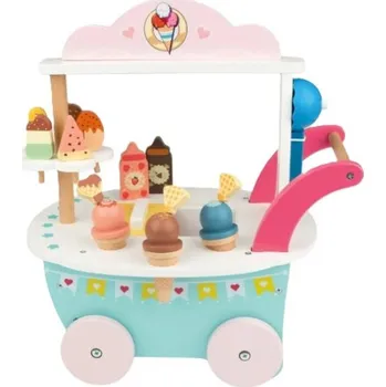 Dřevěná hračka KidLand Dřevěný zmrzlinářský vozík 18dílná sada
