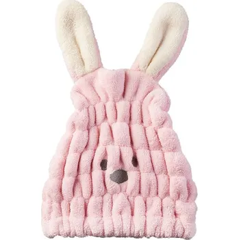 Čepice Koupací čepice, sprchová fleecová KRÁLÍK růžová na gumičku