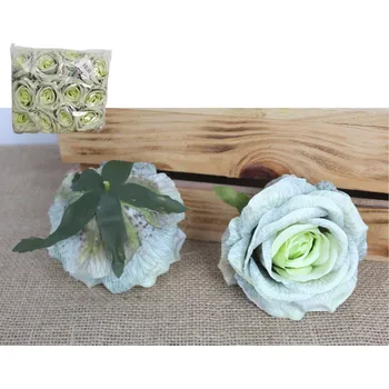 umělá květina Květinová hlava, umělá RŮŽE 3D PRINT 11 cm – ZELENÁ – 1 ks