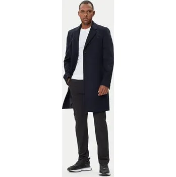 Dámský kabát BOSS Vlněný kabát Hyde 50549187 Tmavomodrá Slim Fit 58