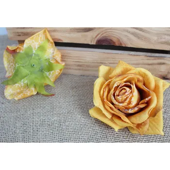 umělá květina Květina RŮŽE sušená skvrnitá 12x6,5 cm ORANŽOVÁ