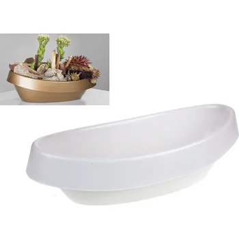 Květináč Květináč pro kompozice VENEZIA oválný podlouhlý 33x16 cm - BÍLÝ
