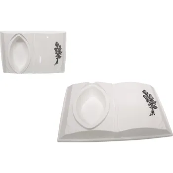 Květináč Květináč, obal KNIHA bílá se stříbrnou růží 44x29x6 - 1 ks