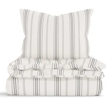 Povlečení Bavlněné povlečení Natural - Proužky šedé