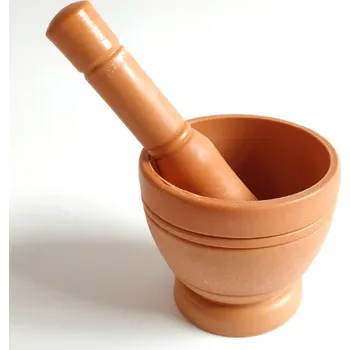 Hmoždíř Hmoždíř z tlustého plastu HNĚDÝ (10,5x9,5 + 18 cm)