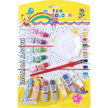 Výtvarná barva Vodové barvy v tubách s paletkou a štětci na blistru, sada 15 ks, 32 x 21 x 1 cm