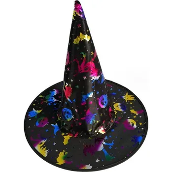 Čepice Čepice ČARODĚJNICE, ČARODĚJE 38x36 cm ČERNÁ - DUHOVÁ
