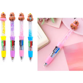 KAPIBARA 4barevné pero s krystaly 15,6 cm RŮŽOVÉ