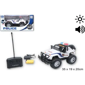 autíčko Ovladatelné policejní terénní auto s dálkovým ovládáním v kartonové krabici 35x20x19 cm