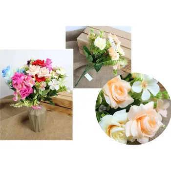 umělá květina Umělá kytice růží 30 cm 5 stonků (5 hlaviček 5,5 cm) mix barev