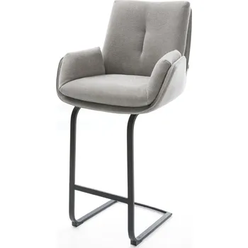 Barová židle DELIFE Barová židle Clea-Flex potahová látka Měkký šedá konzolová podnož plochá kov
