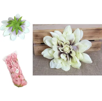 umělá květina Květinová hlava DALIE 20x8 cm SVĚTLE ŽLUTÁ (fialový střed) - 1 ks