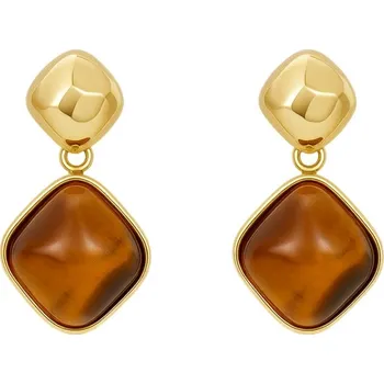 Náušnice JAY Elegantní náušnice Jocelyn - tygří oko, stříbrné zapínání JAY-0177-20242602 Hnědá