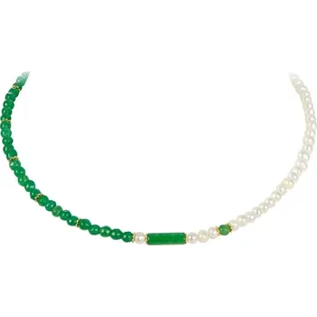 Náhrdelník JAY Perlový náhrdelník Hermione - nefrit, sladkovodní perla JAY-9021-ZS56148(1) Zelená 44 cm + 5 cm (prodloužení)