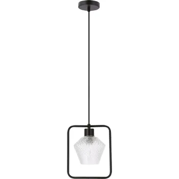 Závěsné svítidlo Niko černé 1x40W E27 čirý vroubkovaný difuzor