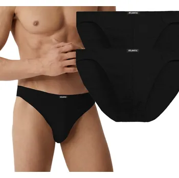 Pánské spodní prádlo Pánské slipy ATLANTIC hluboký výkroj, nízký pas, 2 kusy BMP-325 XXL černé