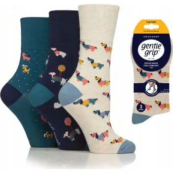 Dámské ponožky Dámské módní ponožky Gentle Grip DOG PERSON 3 páry volný lem