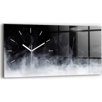 Hodiny Horizontální Skleněné Hodiny Nástěnné do Kanceláře se Stylovým Potiskem Kouřové 60x30 cm
