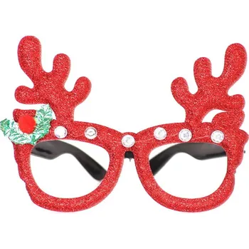 Vánoční dekorace Vánoční brýle RENIFER ČERVENÉ BROKÁTOVÉ 14x10 cm