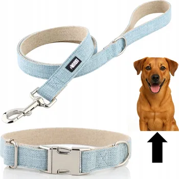 Obojek pro psa Vodítko a obojek pro psa, silný a nastavitelný komplet HUGGY DOGGY, modrá, velikost M