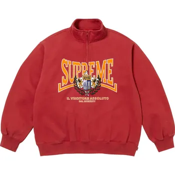 Pánská mikina Supreme Crest Applique Half Zip Pullover Red Velikost: M