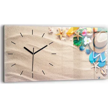 Hodiny Moderní skleněné nástěnné hodiny s potiskem 60x30 cm - Dovolenkové motivy