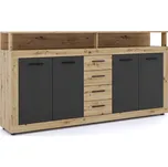 JAKS Komoda černá 190 cm Blago dub