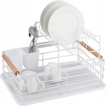 Odkapávač na nádobí Odkapávač na nádobí Kinghoff dvoupatrový kovový bílý 43x32x27 cm