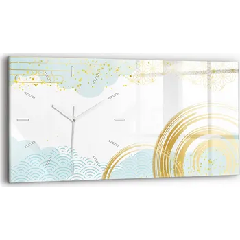 Hodiny Horizontální Skleněné Nástěnné Hodiny do Kanceláře s Grafickým Dekorativním Vzorem 60x30 cm