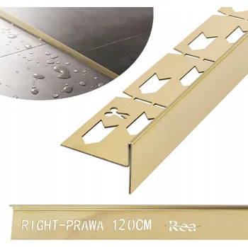 Sprchová vanička Spádová lišta k sprchové vaničce 120CM ZLATÁ BROUŠENÁ / KARTÁČOVANÁ PRAVÁ - REA