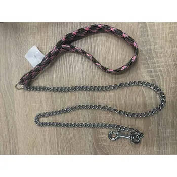 Vodítko pro psa Vodítko řetízkové malé a střední plemeno 120 - 130cm Barva: růžovo/šedá