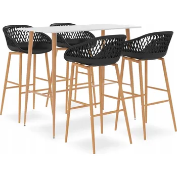 Jídelní set 5dílná sada barového nábytku, bílo-černá