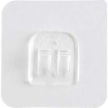 Věšák Průhledný plastový samolepicí věšák, 2 háčky, 6 x 6 cm