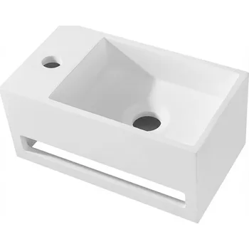 Umyvadlo CERANO - Umývátko z litého mramoru Filo, závěsné levé - bílá matná - 35,5x20 cm