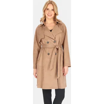 Světle hnědý dámský dvouřadý kabát BLE 252325 F - Beige Velikost: M